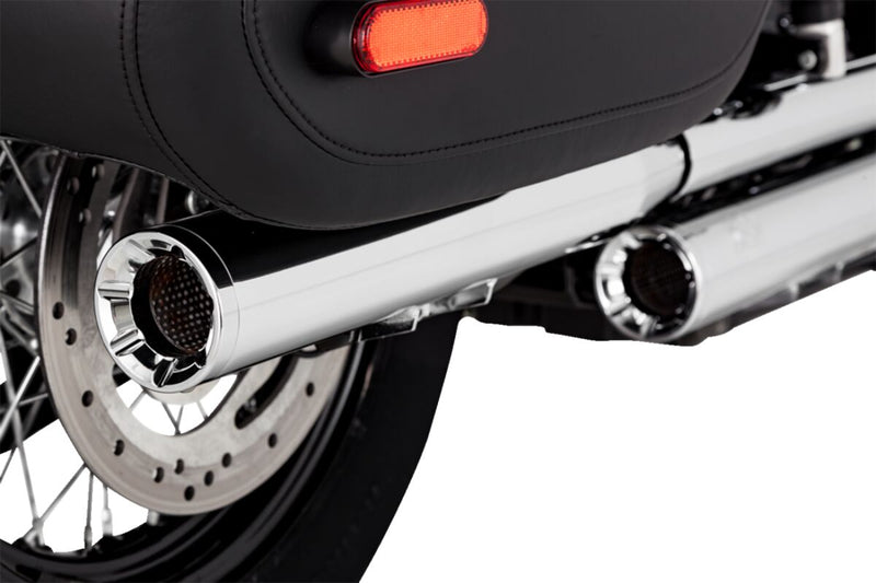 Vance & Hines Eliminator 300 Slip-On Mufflers In Chrome With PCX Technology For Harley-Davidson 2018-2024 Softail Heritage & Deluxe Models