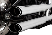 Vance & Hines Twin Slash Slip-On Mufflers With PCX Technology In Chrome For Harley-Davidson 2018-2024 Softail Models