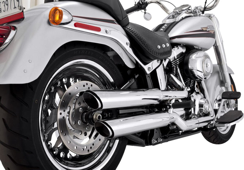 Vance & Hines Twin Slash Slip-On Mufflers With PCX Technology In Chrome For Harley-Davidson 2007-2017 Fat Boy Models