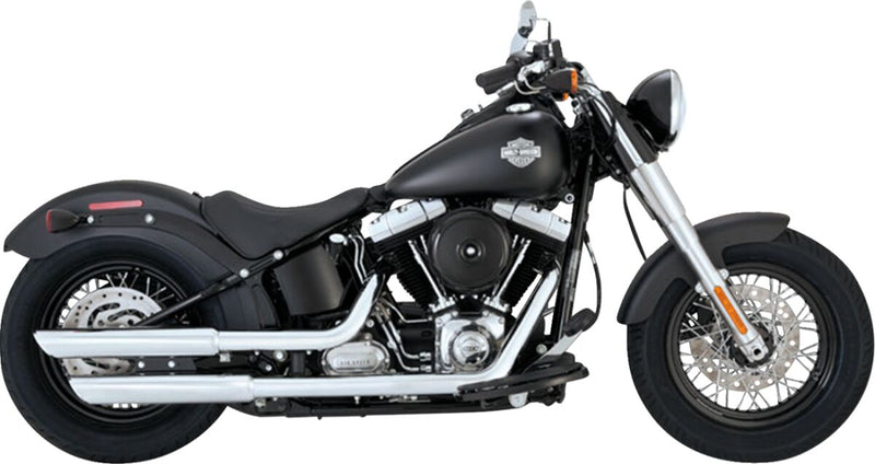 Vance & Hines Twin Slash 3 Inch Slip-On Mufflers With PCX Technology In Chrome For Harley-Davidson 2007-2017 Softail Deluxe, Crossbones & Slim Models