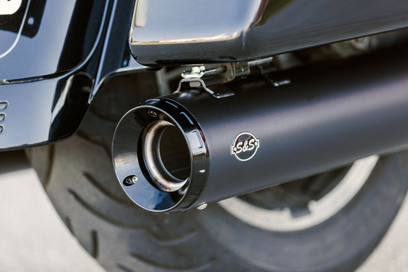 S&S Cycle 4-1/2" GNX Slip-On Mufflers for 1995-2016 Harley-Davidson Guardian Black Pair #550-1078