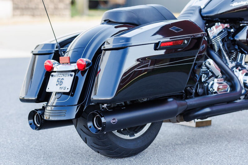 S&S Cycle 4-1/2" GNX Slip-On Mufflers for 1995-2016 Harley-Davidson Guardian Black Pair