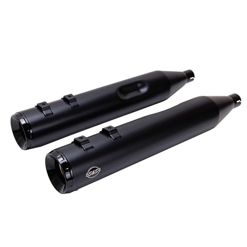 S&S Cycle 4-1/2" GNX Slip-On Mufflers for 1995-2016 Harley-Davidson Guardian Black Pair #550-1078
