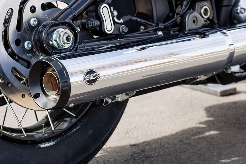 S&S Cycle Grand National Slip-On Muffler for 2025 Harley-Davidson Chrome Silver Stainless Steel #550-1160