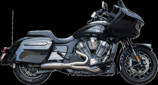 S&S Cycle 2-into-1 Qualifier Exhaust System for 2020-2023 INDIAN CHALLENGER 108 ABS Brushed Silver Race Stainless Steel