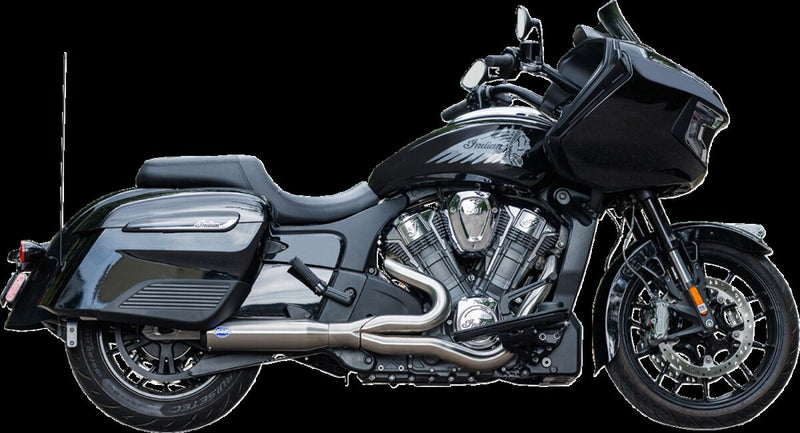 S&S Cycle 2-into-1 Qualifier Exhaust System for 2020-2023 INDIAN CHALLENGER 108 ABS Brushed Silver Race Stainless Steel #550-1082