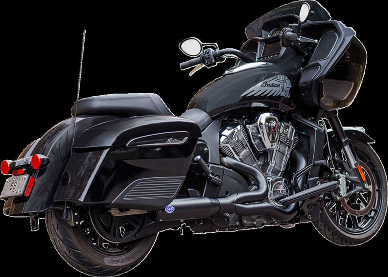 S&S Cycle 2-into-1 Qualifier Exhaust System for 2020-2023 INDIAN CHALLENGER 108 ABS Guardian Black Race Stainless Steel Each