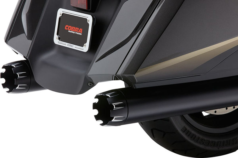 Cobra 4" Slip-On Mufflers Black Round Pair
