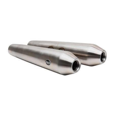 S&S Cycle Race only Slip-On Mufflers Brushed Megaphone Left Right Stainless Steel Pair