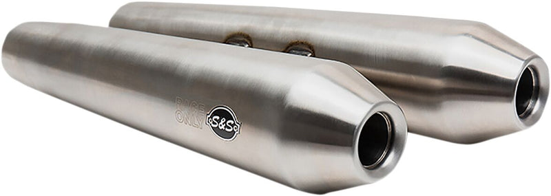 S&S Cycle Race only Slip-On Mufflers Brushed Megaphone Left Right Stainless Steel Pair