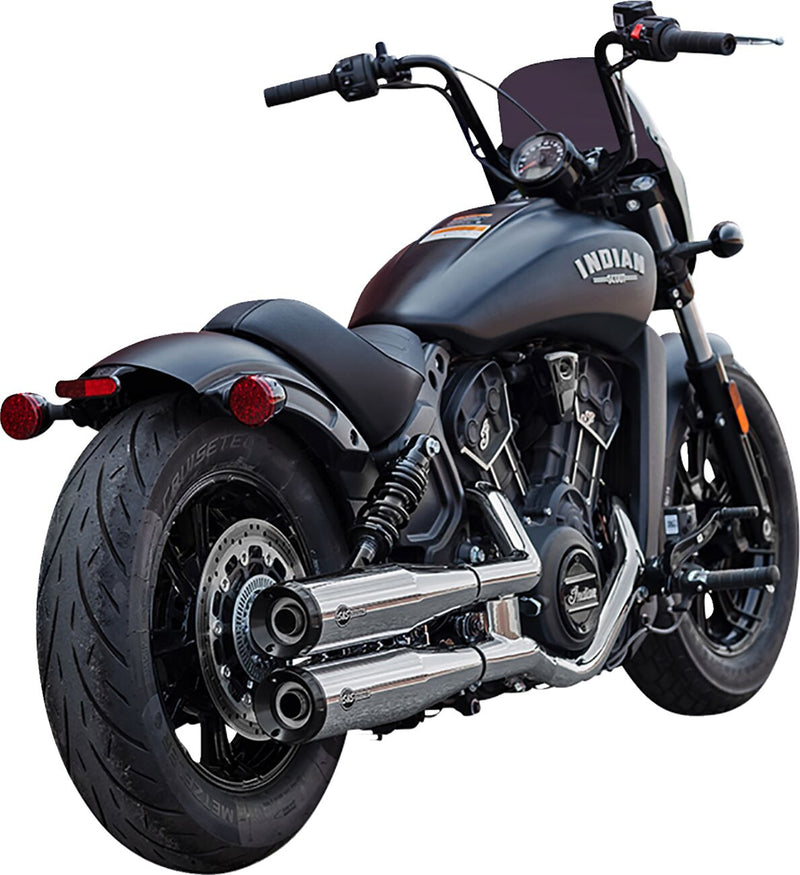 S&S Cycle Grand National Slip-On Mufflers for 2019-2023 INDIAN SCOUT Show Chrome Silver Pair #4110-156-R