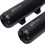 S&S Cycle Grand National Slip-On Mufflers for 2019-2023 INDIAN SCOUT Guardian Black Pair #4110-266-R