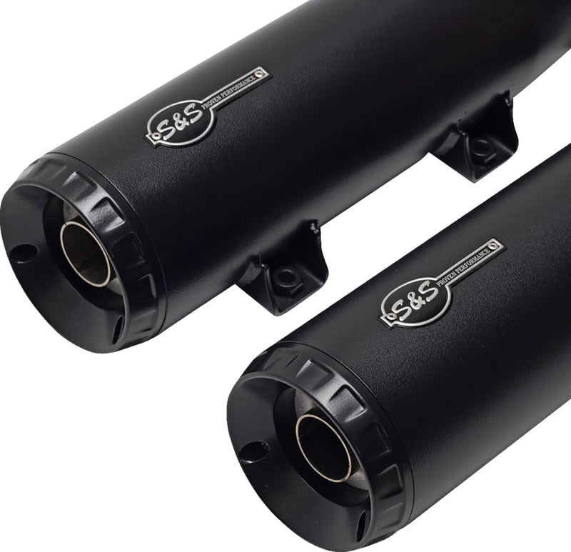 S&S Cycle Grand National Slip-On Mufflers for 2019-2023 INDIAN SCOUT Guardian Black Pair #4110-266-R