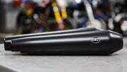 S&S Cycle Race only Slip-On Mufflers for 2019-2023 ROYAL ENFIELD Black Megaphone Left Right Black Stainless Steel Pair #550-1101