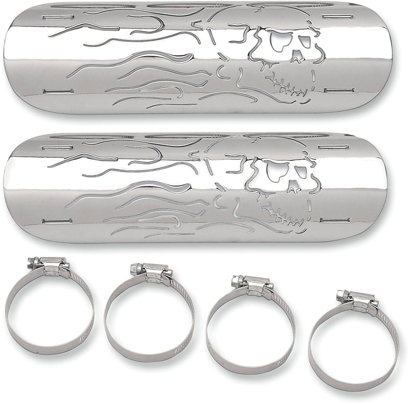 Drag Specialties Flaming Skull Heat Shields #1861-0102