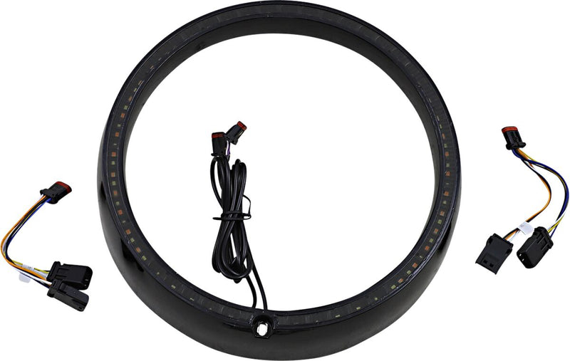 Custom Dynamics Black ProBeam Headlamp Trim Ring Standard Turn Signal for 2010-2025 Harley-Davidson Touring and 2014-2021 Harley-Davidson Trike Motorcycles