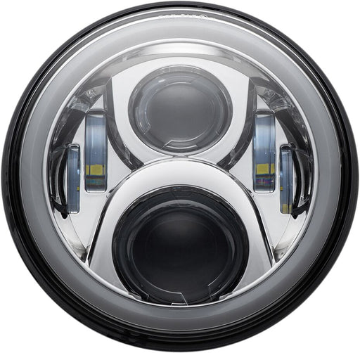 Custom Dynamics Chrome 7 in. LED Halo Headlamp w/Mounting Ring for Various Harley-Davidson Motorcycles (See Fitment List)