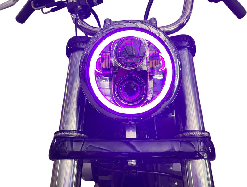 Custom Dynamics Chrome 5.75 in Proglow LED Headlamp w/Colour Changing Halo for Various Harley-Davidson Motorcycles (See Fitment List)