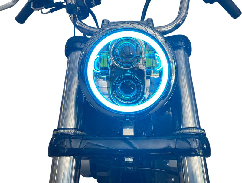 Custom Dynamics Chrome 5.75 in Proglow LED Headlamp w/Colour Changing Halo for Various Harley-Davidson Motorcycles (See Fitment List)