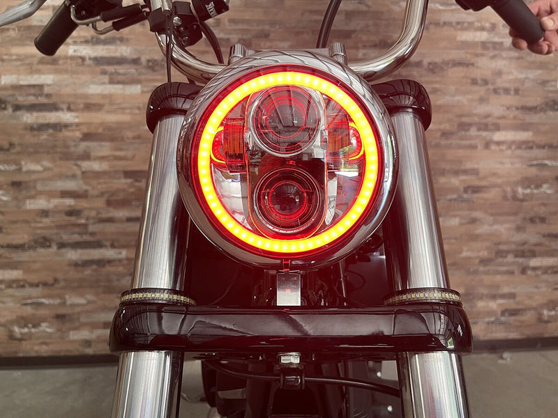 Custom Dynamics Chrome 5.75 in Proglow LED Headlamp w/Colour Changing Halo for Various Harley-Davidson Motorcycles (See Fitment List)