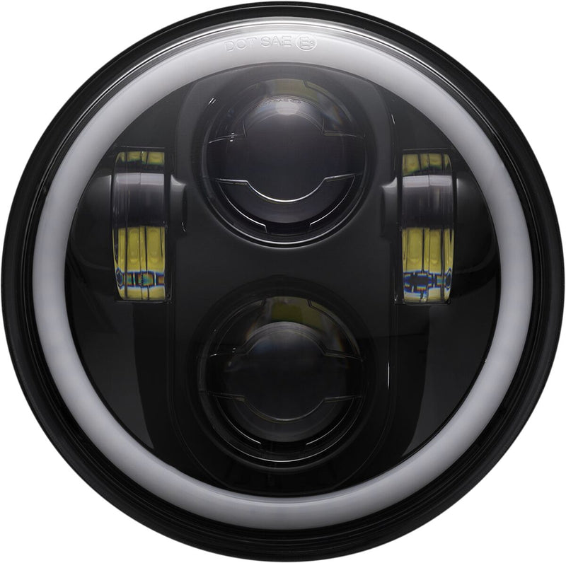 Custom Dynamics Black 5.75 in. LED Halo Headlamp for Various Harley-Davidson Motorcycles (See Fitment List)
