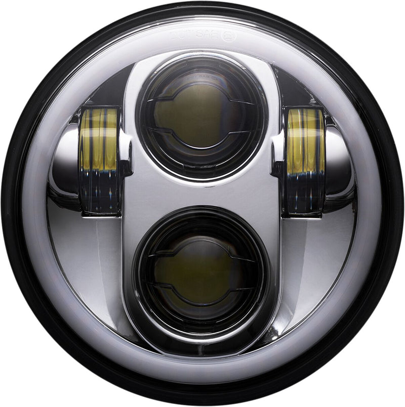 Custom Dynamics Chrome 5.75 in. LED Halo Headlamp for Various Harley-Davidson Motorcycles (See Fitment List)