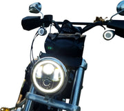 Custom Dynamics Chrome 5.75 in. LED Halo Headlamp for Various Harley-Davidson Motorcycles (See Fitment List)