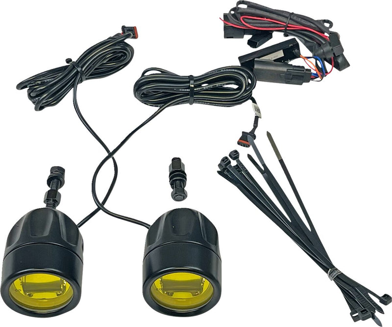 Custom Dynamics Black ProBeam Auxiliary LED Halo Fog Lamps w/Yellow Lens for 2014-2025 Harley-Davidson Touring Motorcycles