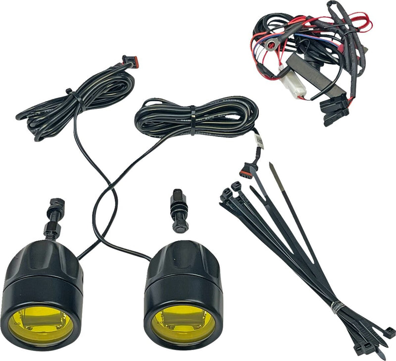 Custom Dynamics Black ProBeam Auxiliary LED Halo Fog Lamps w/Yellow Lens