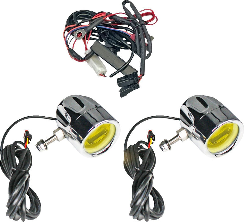 Custom Dynamics Chrome ProBeam Auxiliary LED Halo Fog Lamps w/Yellow Lens