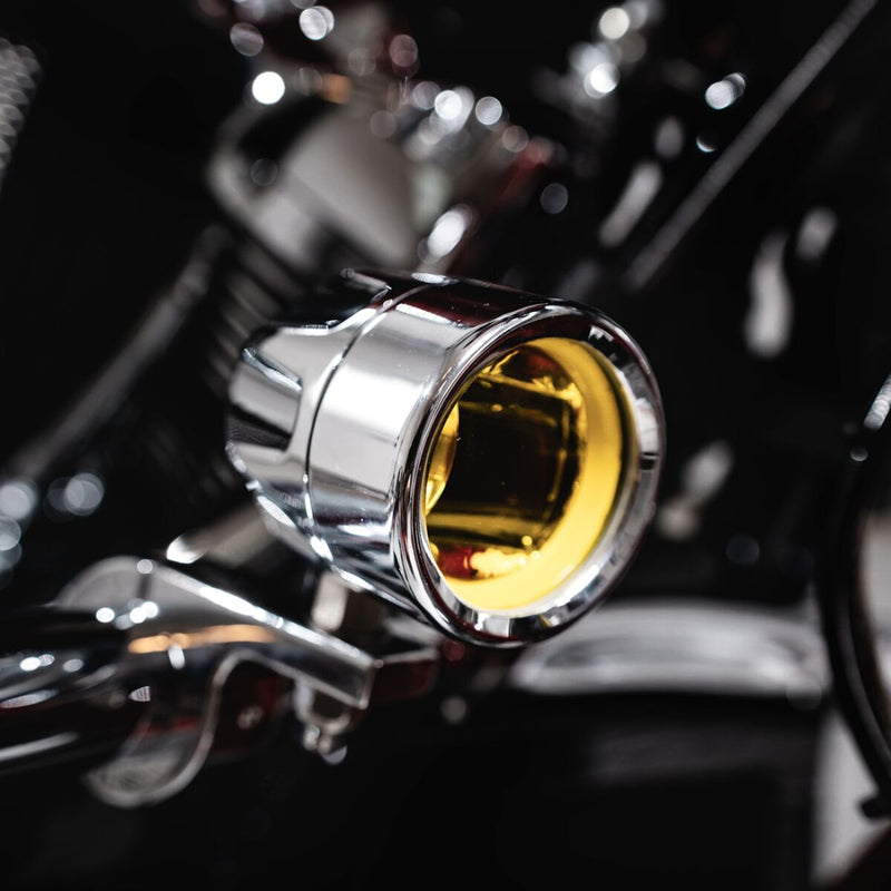Custom Dynamics Chrome ProBeam Auxiliary LED Halo Fog Lamps w/Yellow Lens