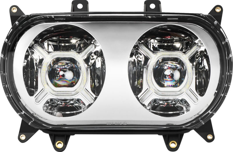 Custom Dynamics Chrome Double-X LED Headlight for 2015-2025 Harley-Davidson Touring Motorcycles