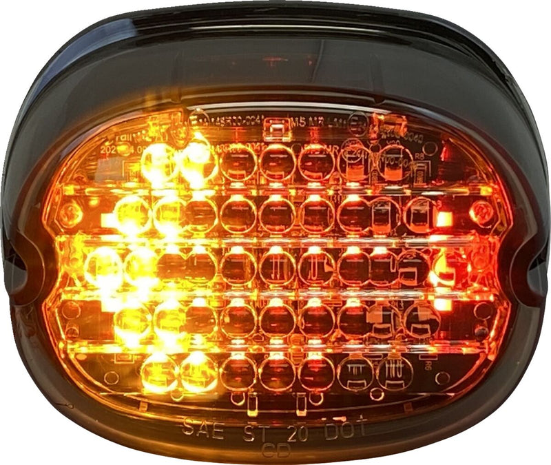 Custom Dynamics Smoke Lens Low Profile LED Taillight with Integrated Auxiliary Turn Signals w/o Tag Light Window for Various Harley-Davidson Motorcycles (See Fitment List)
