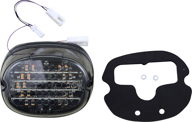 Custom Dynamics Smoke Lens Low Profile LED Taillight with Integrated Auxiliary Turn Signals w/o Tag Light Window for Various Harley-Davidson Motorcycles (See Fitment List)