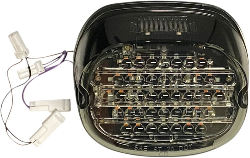 Custom Dynamics Smoke Lens Low Profile LED Taillight with Integrated Auxiliary Turn Signals w/Top Tag Light Window for Various Harley-Davidson Motorcycles (See Fitment List)