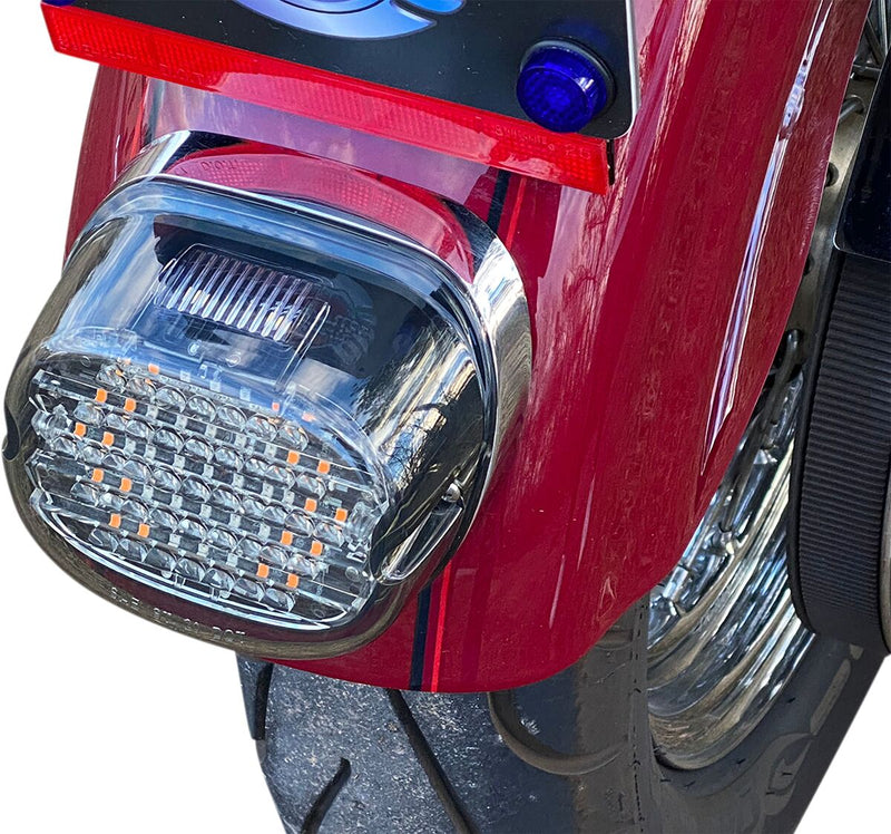 Custom Dynamics Smoke Lens Low Profile LED Taillight with Integrated Auxiliary Turn Signals w/Top Tag Light Window for Various Harley-Davidson Motorcycles (See Fitment List)