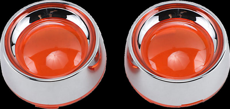 Kuryakyn Deep Dish Bezels With Amber Lenses In Chrome #KUR2108
