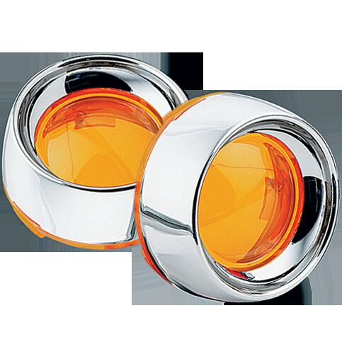 Kuryakyn Deep Dish Bezels With Amber Lenses In Chrome