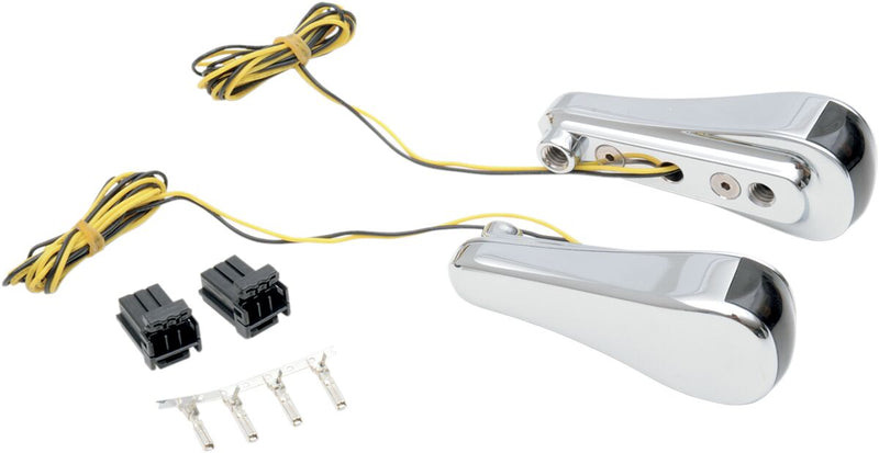 Alloy Art Chrome Smooth LED Front Signal Lights for 1998-2013 Harley-Davidson Road Glide Motorcycles
