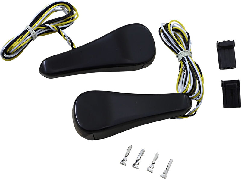 Alloy Art Black Smooth LED Front Signal Lights for 1998-2013 Harley-Davidson Road Glide Motorcycles