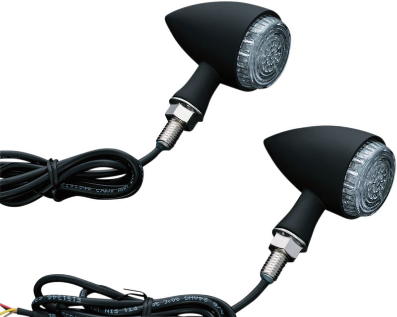 Kuryakyn Rear ECE Approved Amber Torpedo L.E.D. Indicator Lights (Run-Turn-Brake) In Matte Black #KUR2509