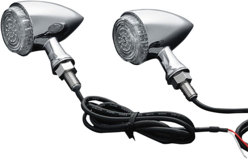 Kuryakyn Front ECE Approved Amber Torpedo L.E.D. Indicator Lights (Turn Only) In Chrome