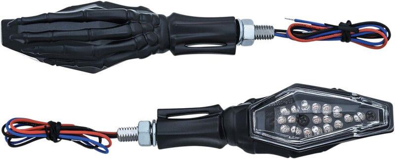 Kuryakyn Skeleton Hand Turn Signals With Black Stem & Black Heads