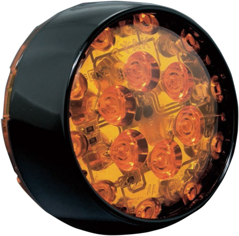 Kuryakyn ECE Compliant Bullet Style Amber L.E.D. Turn Signal Inserts With Amber Lens In Black