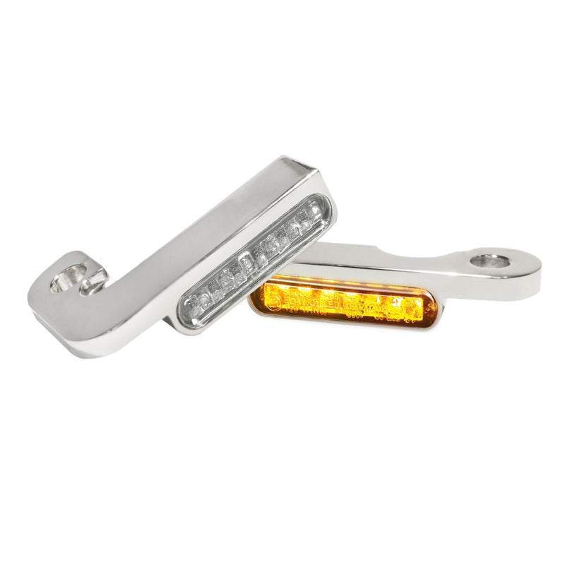 Heinz Bike LED Handlebar Turn Signals in Natural/Chrome For 1999-2017 FXD/FXDWG Models