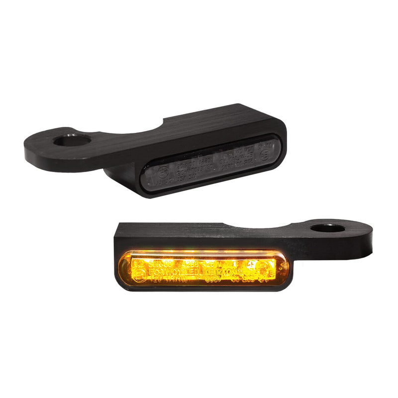 Heinz Handlebar LED Turn Signals in Aluminium/Black For 1990-2014 FXST/FLST Models #HBTS-FL-14