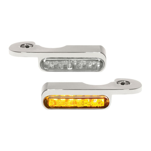 Heinz Bikes LED Handlebar Turn Signals in Natural/Chrome For 2013-2017 FXSB Models With Hydraulic Clutch