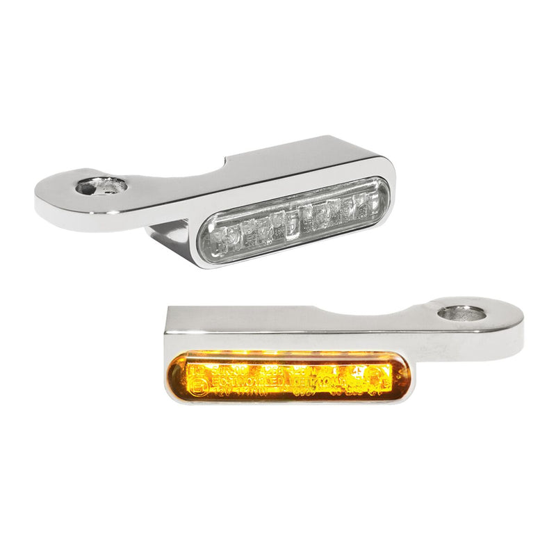 Heinz Bikes LED Handlebar Turn Signals in Natural/Chrome For 2015-2017 Softail Slim, Heritage, Fat Boy, Deluxe, Breakout, Dyna Fat Bob & XG Street Models