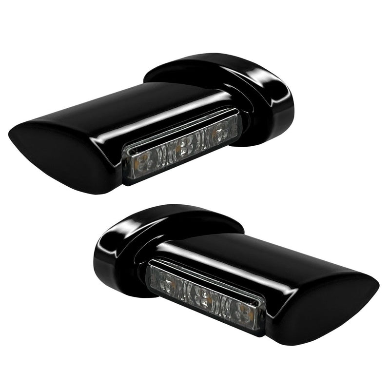 Heinz Bike Winglets LED Turn Signals in Aluminium/Black For 1995-2017 Dyna, 1993-2023 Softail, 1993-2022 Sportster, 2008-2013 Models