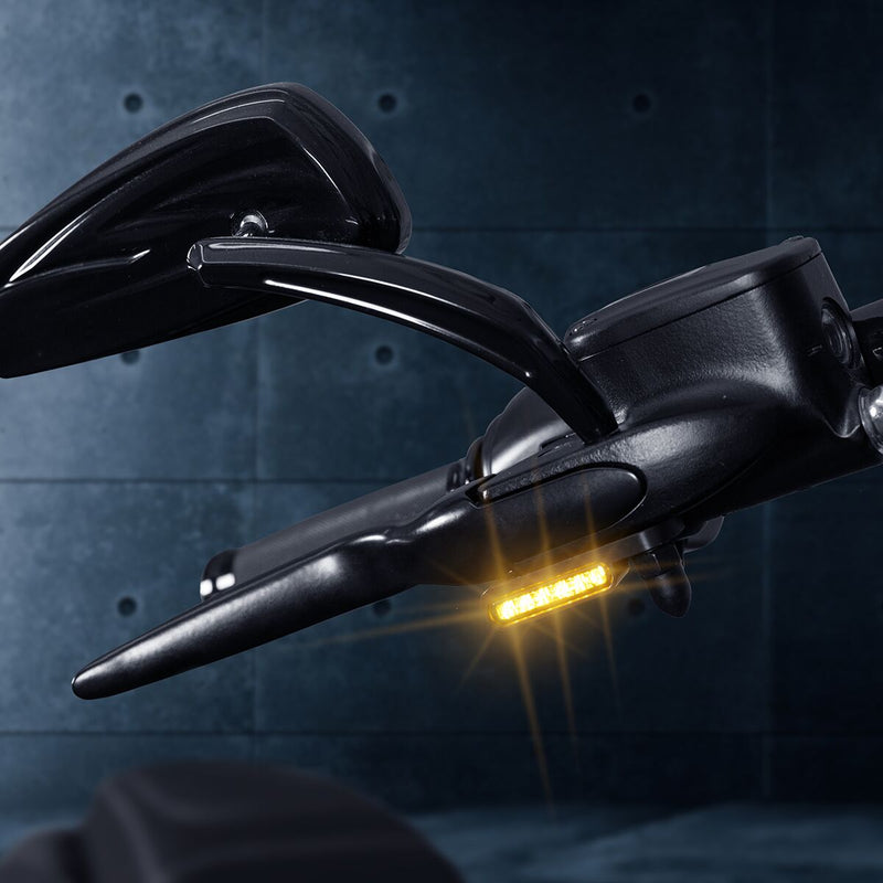 Heinz Bike Winglets LED Turn Signals in Aluminium/Black For 1995-2017 Dyna, 1993-2023 Softail, 1993-2022 Sportster, 2008-2013 Models #HBWLTS